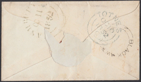 75312 - DEVON. "BLACK-AWTON" UDC IN BLACK. 1852 envelope T...