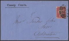 75333 - 1875 DEVON/PL.138(SG43)(GI)/'COUNTY COURTS'/'807' 4VOS BARRED NUMERAL OF TOTNES. 18...