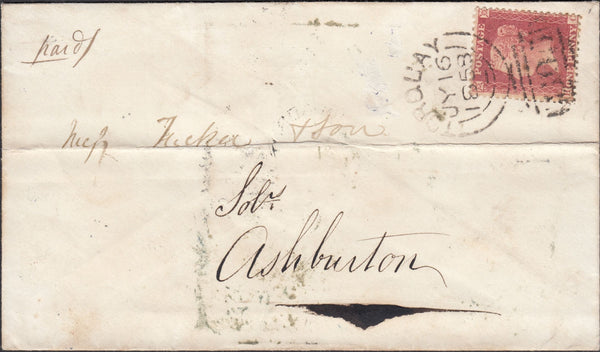 75358 - 1858 MAIL TORQUAY TO ASHBURTON WITH 'UNION-STREET' UDC. Envelope