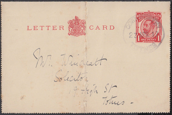 75367 - DEVON. 1917 1d Downey letter card Cornworthy to To...