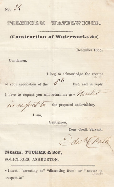 75395 - 1855 DEVON/'"BROAD-HEMPSTON' UDC. 1855 printed ...