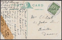 75429 - DEVON. 1912 post card (corner bend) to Tiverton wi...