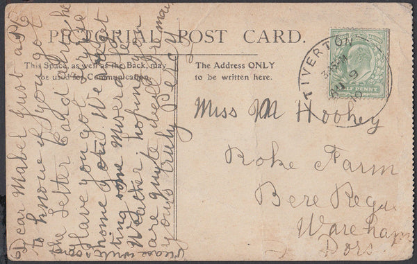 75460 - DEVON. 1910 post card of Minehead Church (creased)...