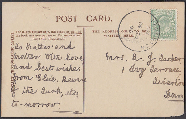 75465 - DEVON. 1905 post card used locally in Tiverton wit...