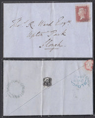 75500 - 1856 DEVON/'SAMPFORD-COURTENEY' UDC/MOURNING ENVELOPE. Mour..