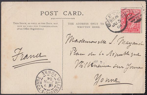 75511 - DEVON. 1904 post card Exeter to Yonne, France with...