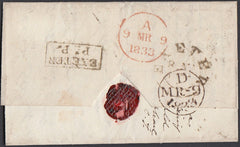 75528 - 1833 DEVON/EXETER PENNY POST. Wrapper Exeter to Lo...