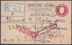 75541 - DEVON/REGISTERED MAIL. 1924 KGV 4½d carmine regist...