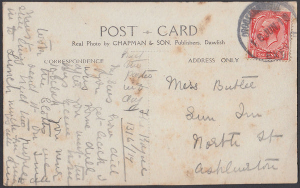 75563 - DEVON. 1919 post card of Fingle Bridge to Ashburto...