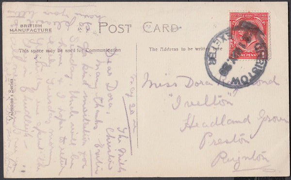 75566 - DEVON. 1920 post card of Chudleigh to Paignton wit...