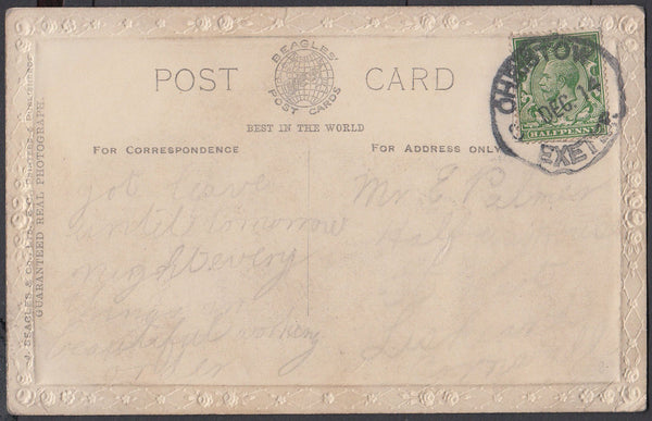 75570 - DEVON. 1914 post card to Liskeard with KGV ½d canc...