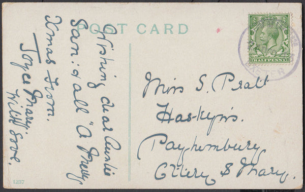 75581 - DEVON. 1913 post card to Ottery St Mary with KGV ½...