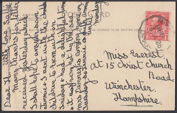 75590 - DEVON. 1926 post card of Exmouth to Winchester wit...
