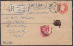 75616 - DEVON/REGISTERED MAIL. 1922 KGV 5d registered enve...