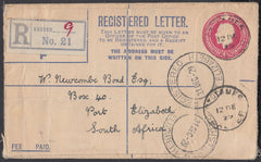 75617 1929 REGISTERED MAIL EXETER TO SOUTH AFRICA.