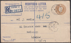 75618 - DEVON/REGISTERED MAIL. 1948 KGVI 5½d Bistre regist...