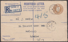 75618 - DEVON/REGISTERED MAIL. 1948 KGVI 5½d Bistre regist...