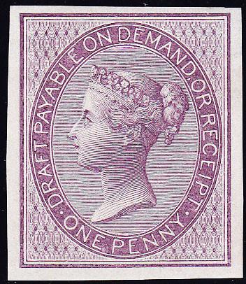 75712 - POSTAL FISCAL. 1855 reddish-lilac (SG5) IMPRIMATUR...