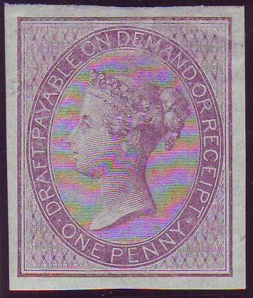 75713 - POSTAL FISCAL. 1855 1d lilac (SG5). A fine large p...