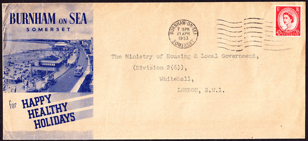 75761 - 1953 ADVERTISING BURNHAM ON SEA TO LONDON. Large envelope ((203x102) Burnham on Sea, Somerse...