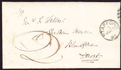 75773 - 1880 STAFFS/UNPAID MAIL STAFFORD TO BLANDFORD. 1880 envelope with lett...