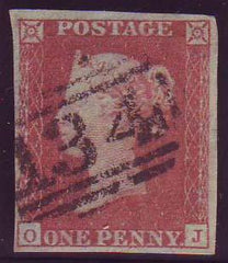 75943 - PL.101 (OJ)(SG8). Fine used 1850 1d pl.101 (SG8) lettered OJ