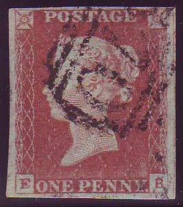 75948 - 1843 1d pl.41 (EB) (SG8). Good to fine used lett...
