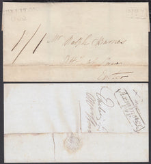 76181 - 1825 DEVON/AXMINSTER PENNY POST. 1825 wrapper (filing crease affects) to Exe...