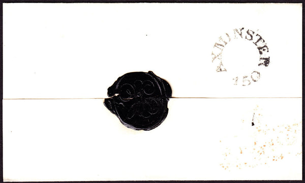 76184 - 1830 DEVON/AXMINSTER MILEAGE MARK(DN30). Large part wrapper Axminster to London...