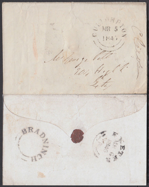 76368 - 1845 DEVON/'BRADNINCH' UDC. Envelope to Exeter -...