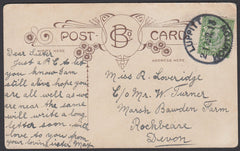 76398 - DEVON. 1913 post card to Rockbeare, Devon with KGV...