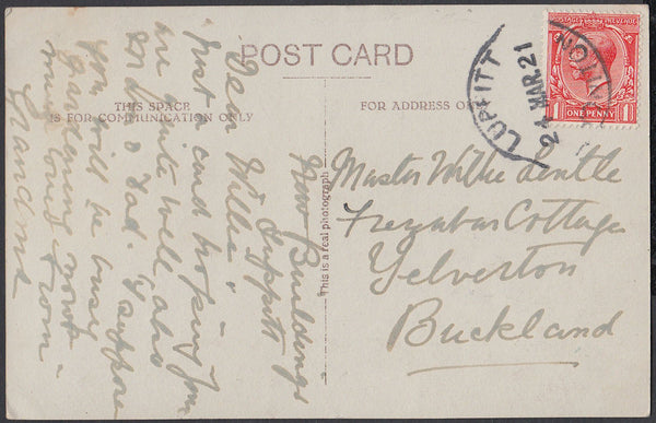 76401 - DEVON. 1921 post card to Yelverton with KGV 1d can...