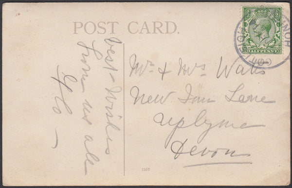 76419 - DEVON. 1914 post card to Uplyme with KGV ½d cancel...