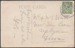 76419 - DEVON. 1914 post card to Uplyme with KGV ½d cancel...