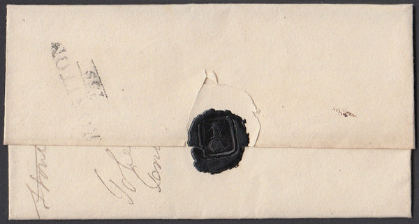 76446 - DEVON. 1828 wrapper to Exeter with part strike of ...