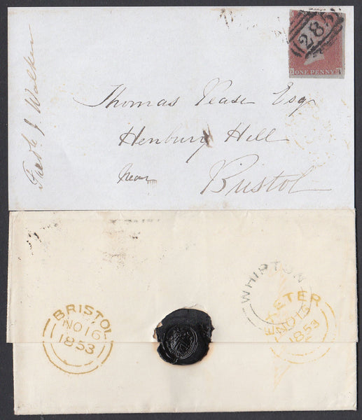 76512 - 1853 DEVON/'WHIPTON' UDC/PL.170(GB)(SG8). 1853 wrapper Exeter to Br...