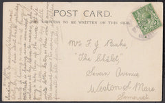 76519 - DEVON. 1915 post card of Bantham to Weston Super M...