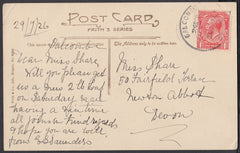 76526 - DEVON. 1926 post card of Salcombe to Newton Abbott...