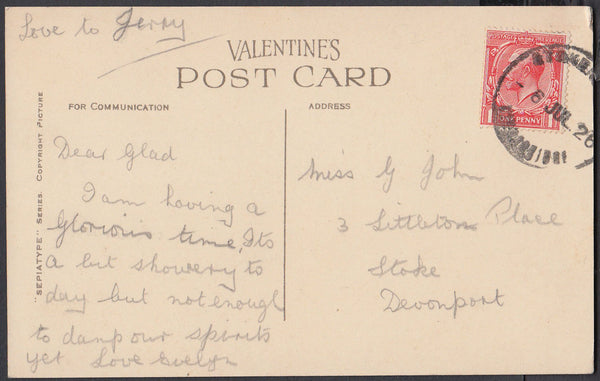 76598 - DEVON. 1926 post card of Torcross to Devonport wit...
