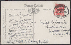 76609 - DEVON. 1925 post card to Sidmouth with KGV 1d canc...