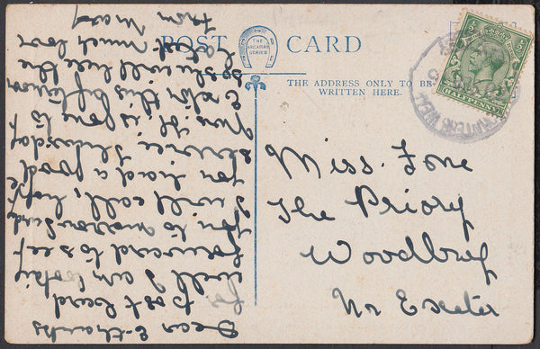 76631 - DEVON. 1916 post card used locally with KGV ½d can...