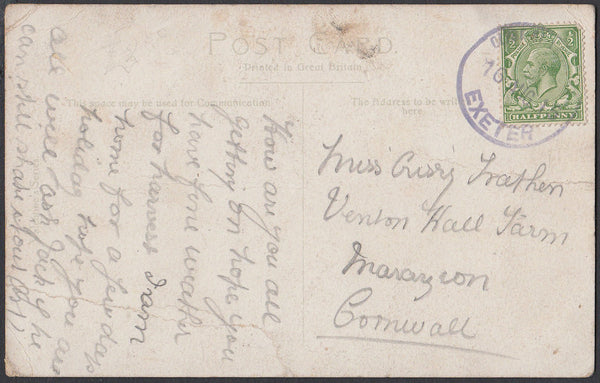 76633 - DEVON. 1915 post card River Dart to Cornwall (crea...