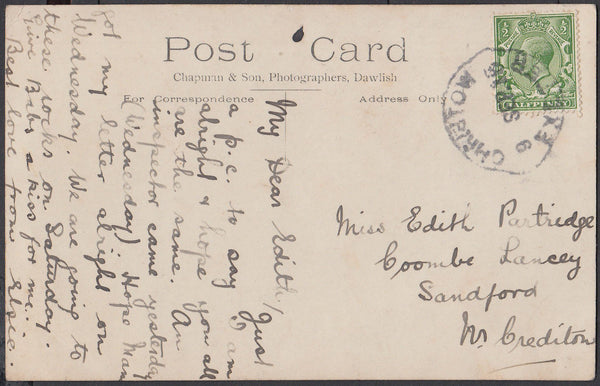 76638 - DEVON. 1916 post card of Scatter Rocks to Crediton...