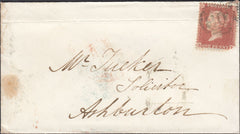 76644 - 1856 MAIL TOTNES TO ASHBURTON WITH 'MOUNTS' UDC. Envelope