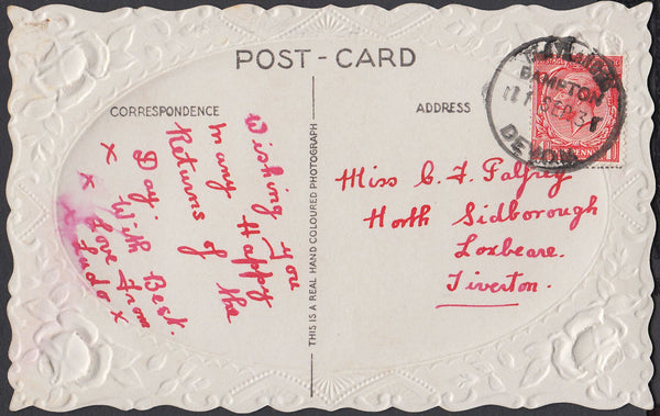 76651 - DEVON. 1931 post card to Tiverton with KGV 1d canc...