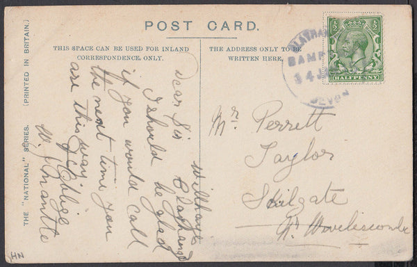 76652 - DEVON. 1915 post card of Kirkstall Abbey, Leeds to...