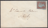 76677 PALE BLUE '860' NUMERAL OF WELLINGTON (SOMS.) ON 1851 MOURNING ENVELOPE  (SPEC B1xb)/'HOLCOMB-ROGUS' UDC.