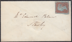 76677 PALE BLUE '860' NUMERAL OF WELLINGTON (SOMS.) ON 1851 MOURNING ENVELOPE  (SPEC B1xb)/'HOLCOMB-ROGUS' UDC.