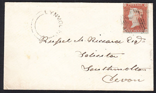 76678 - DEVON/'LYNMOUTH' UDC/PL.162(HD)(SG8). 1854 wrapper to South Mol...