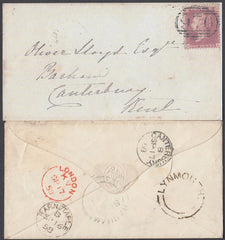 76681 - DEVON/'LYNMOUTH' UDC/PL.49(DA)(SG40). 1858 envelope Lynmouth to C...